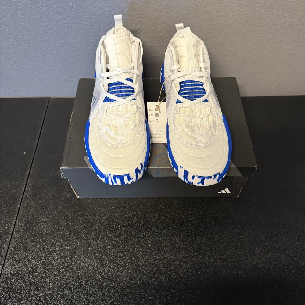 Adidas Exhibit Select Mid Women’s Basketball Shoes – White/Royal Blue (Size 14